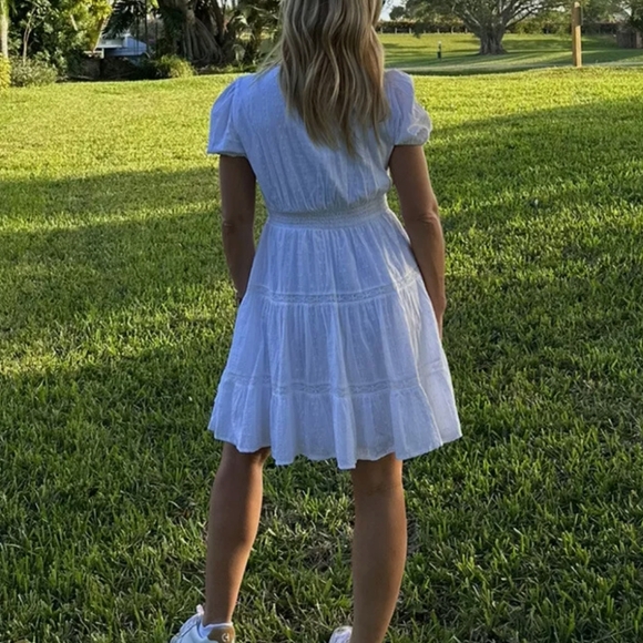 ZARA WHITE COTTON DRESS WITH EMBROIDERED LACE TRIMS SIZE small - Picture 2 of 8